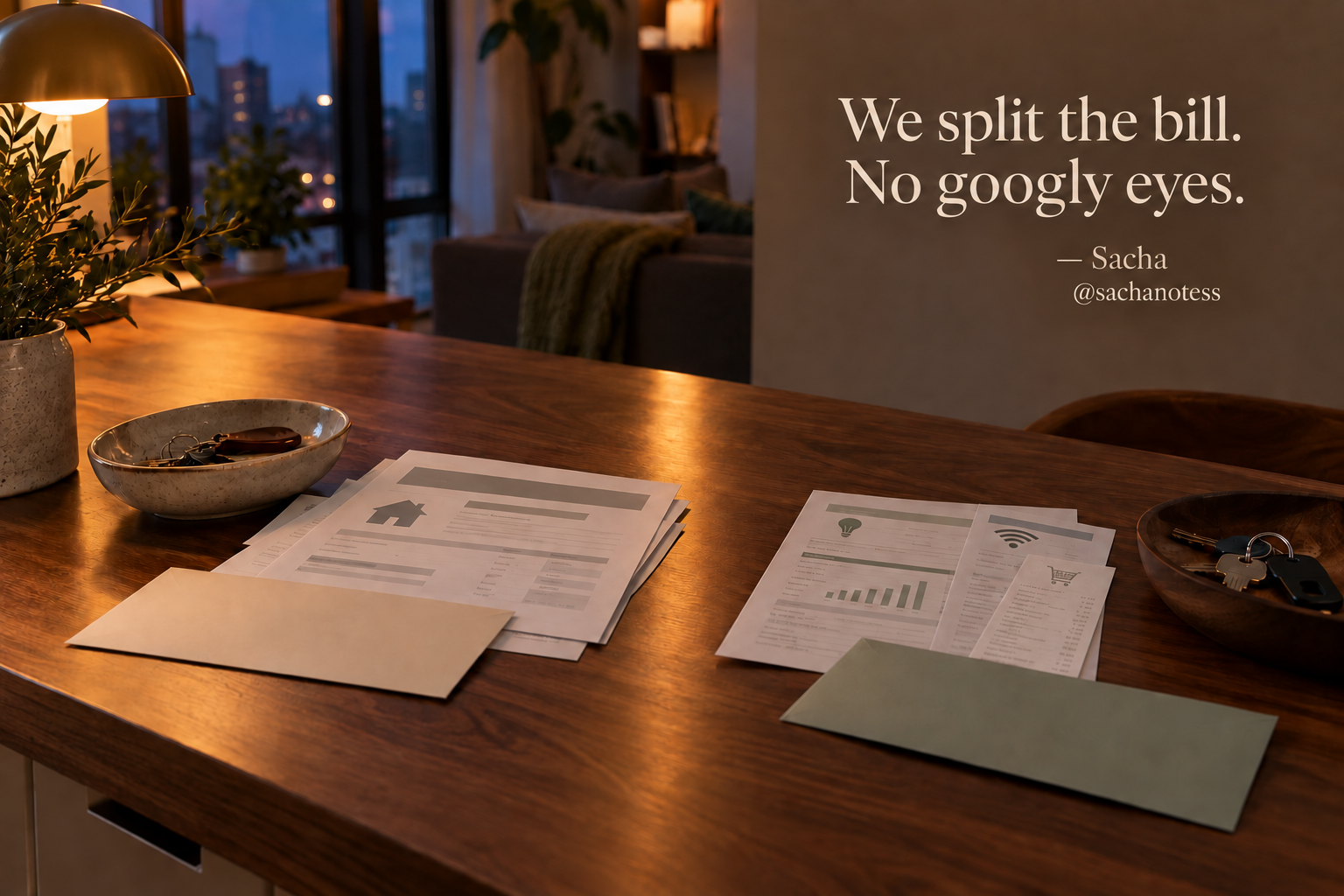 Split Bill and Roommates quote artwork in English