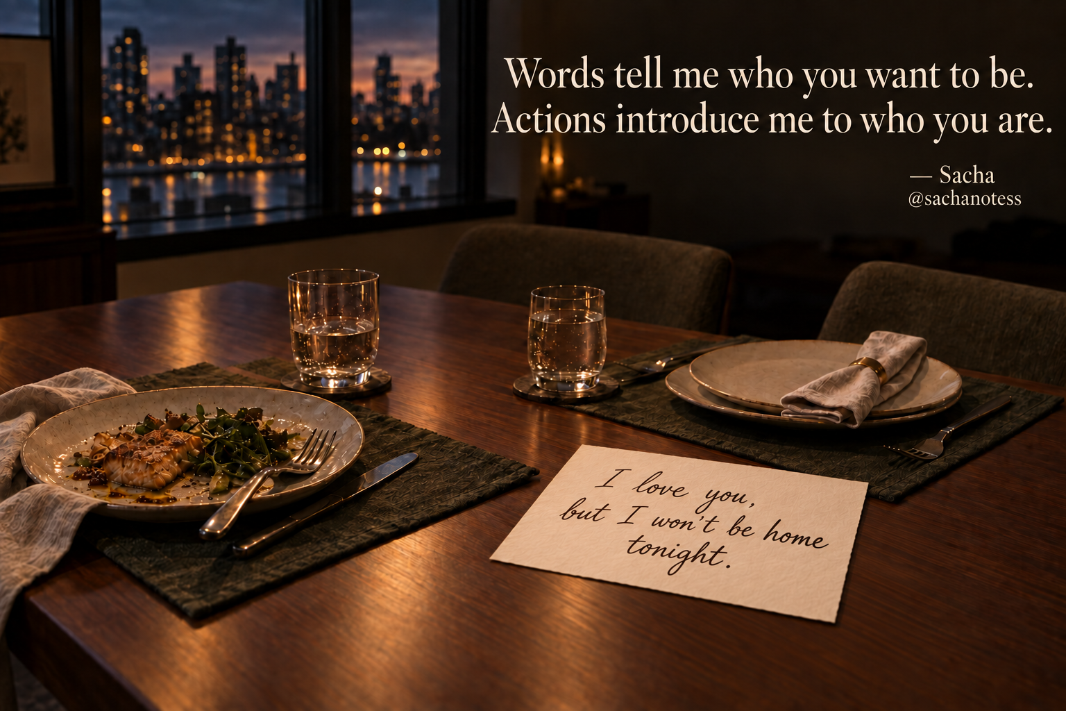 Words and Actions quote artwork in English